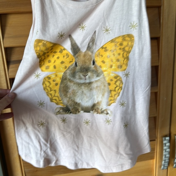 O'Neill Light Pink Girls Tank Top with Bunny and Gold Butterfly size L - Picture 2 of 4